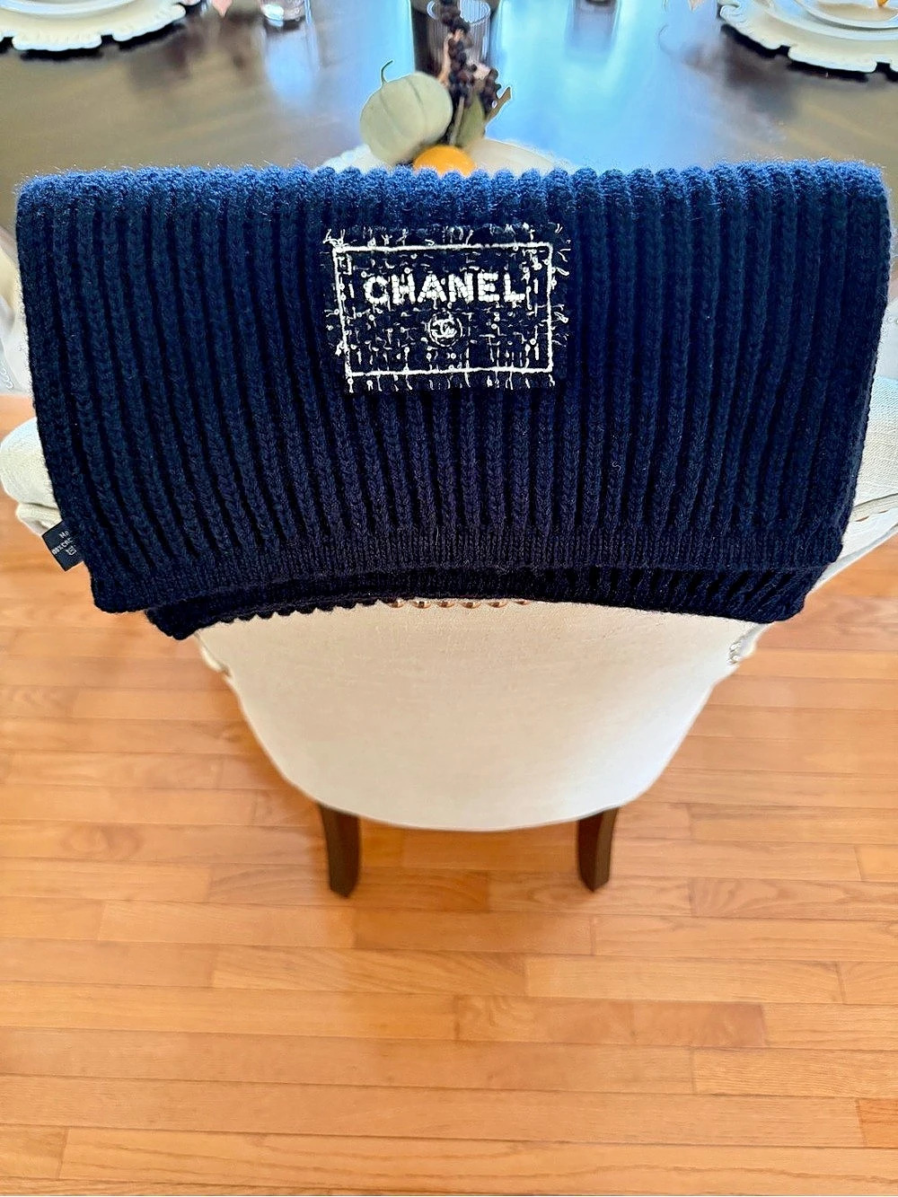 Chanel Ribbed Cashmere Scarf in Black Oversized